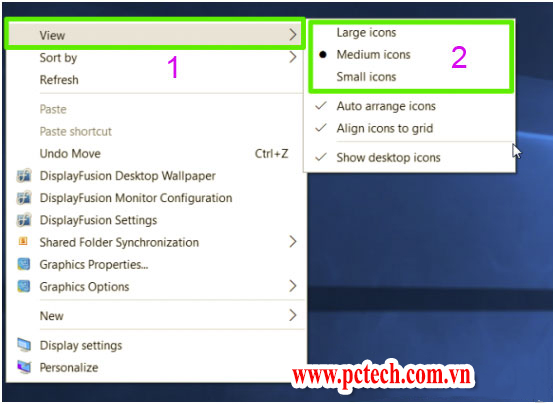 Hình minh họa Phóng to icon trên desktop win 10