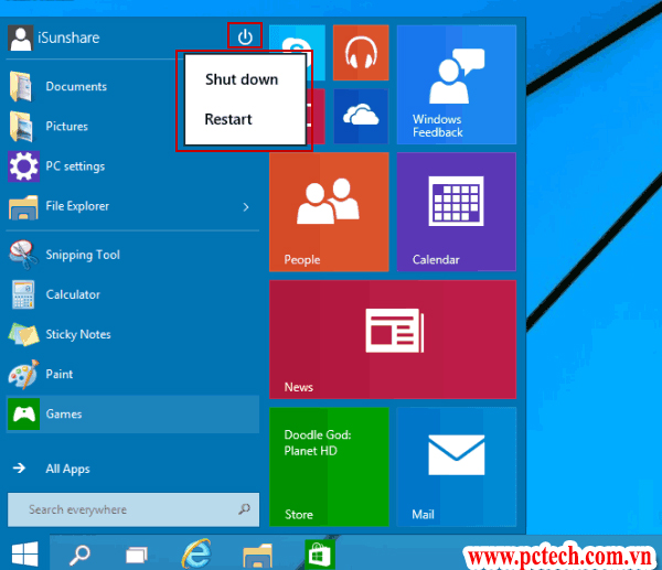 Hình minh họa Cách tắt máy tính trên Windows 10