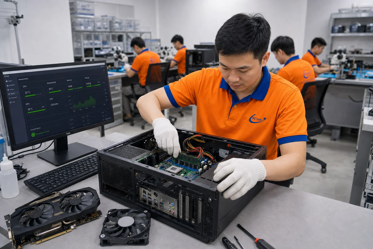 Kỹ thuật viên PCTech sửa chữa máy tính PC